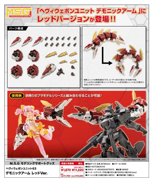 画像1: 『M.S.G モデリングサポートグッズ』 ヘヴィウェポンユニット63 デモニックアーム レッドVer.