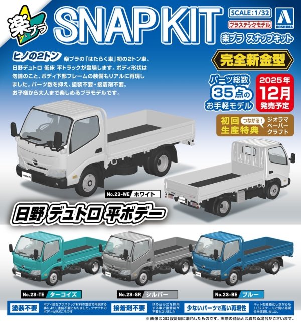 画像1: 楽プラ スナップキット No.23 日野 デュトロ 平ボデー