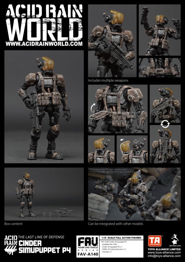 画像1: TOYS ALLIANCE LIMITED アシッドレイン 1/18スケール FAV-A140 シンダー シミュパペットP4