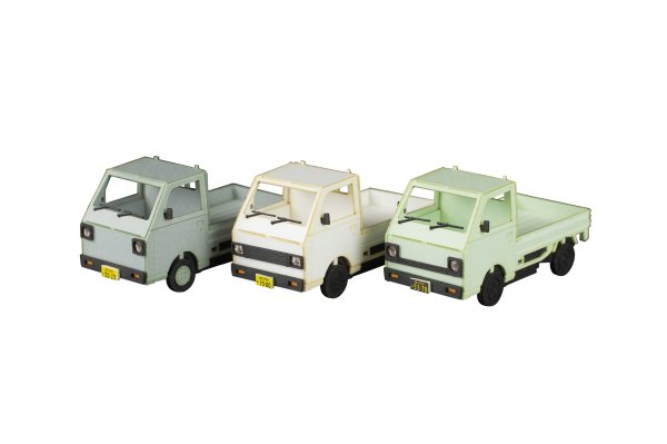 画像2: 1/80ペーパーキット まちかどアクセサリーシリーズ 軽トラック（白・シルバー・淡草）