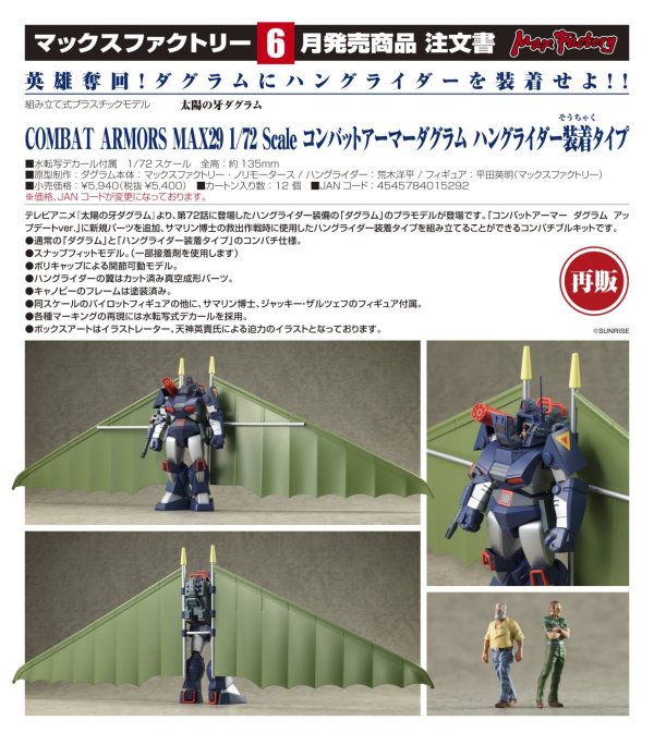 画像1: 【再販】COMBAT ARMORS MAX29 1/72 Scale コンバットアーマーダグラム ハングライダー装着タイプ
