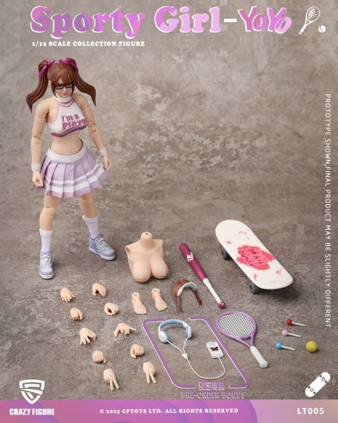 画像1: CRAZY FIGURE LT005 Sporty girl(スポーティーガール)YOYO(ヨーヨー) 1/12スケール可動フィギュア (1)